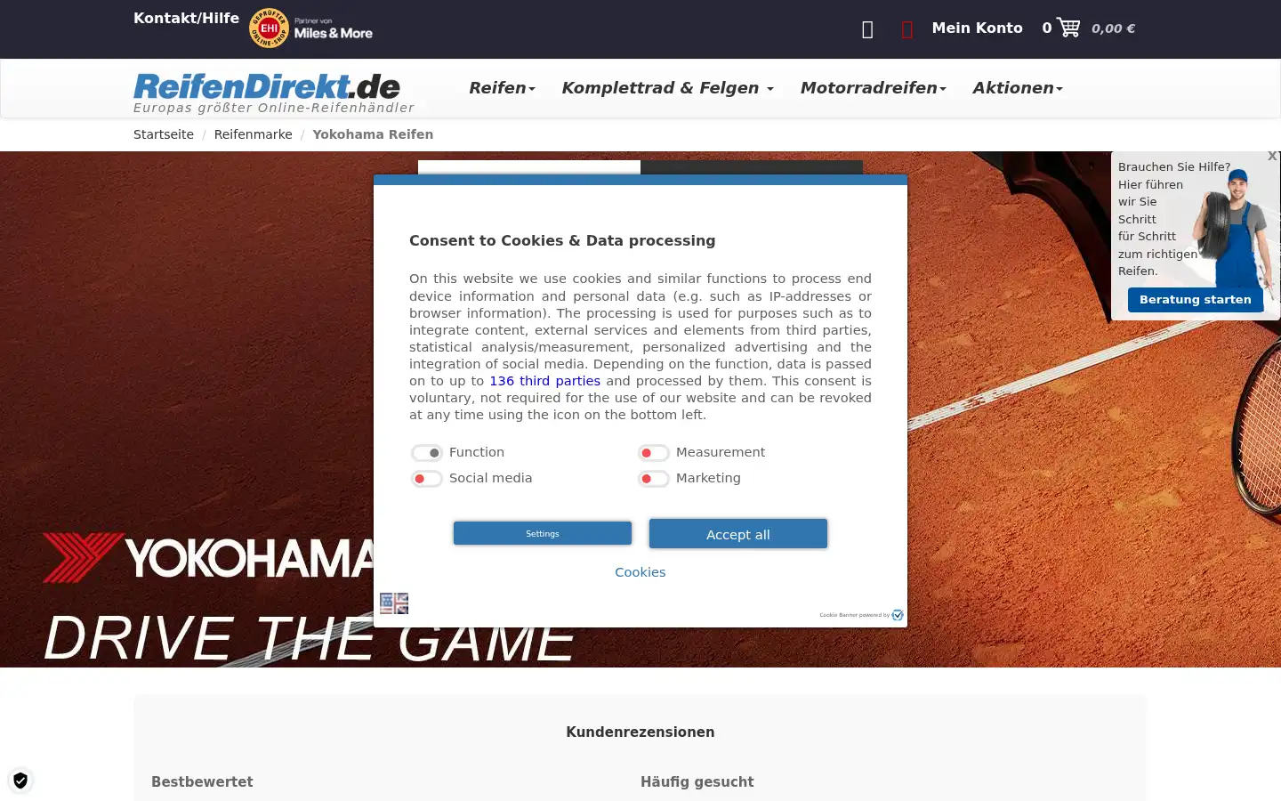 Screenshot of reifendirekt.de