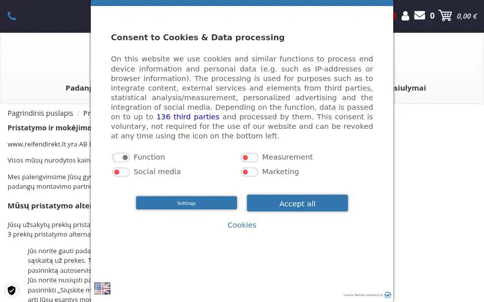 Screenshot of reifendirekt.lt