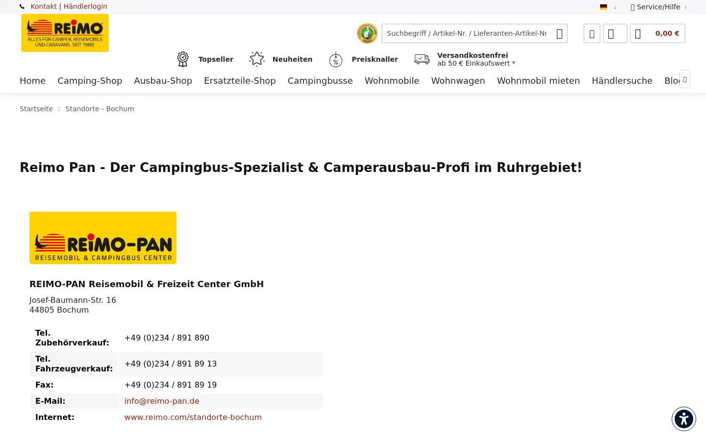 Screenshot of reimo-pan.de