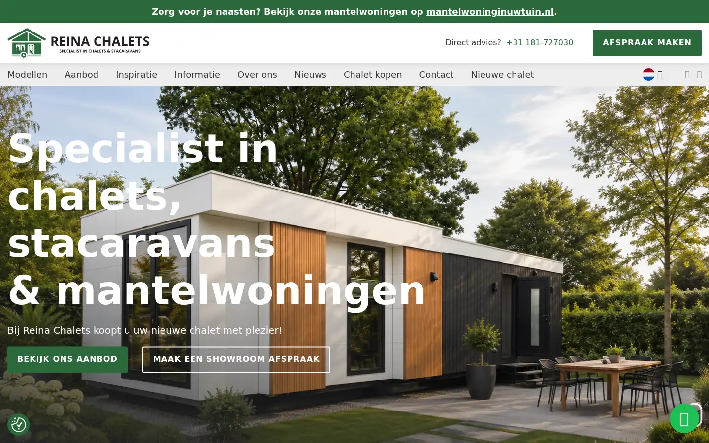 Screenshot of reinachalets.nl