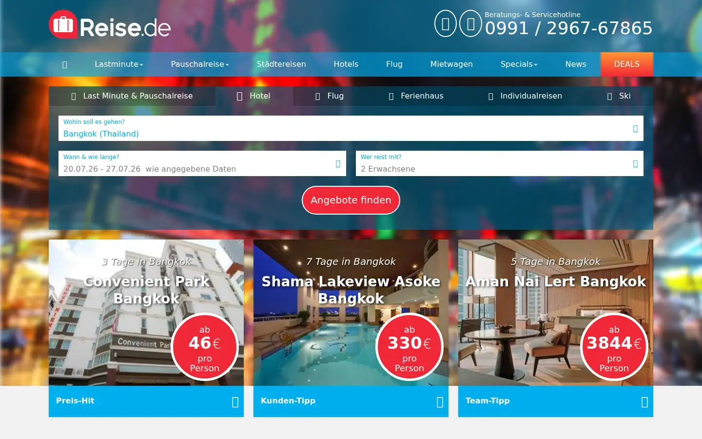 Screenshot of reise.de