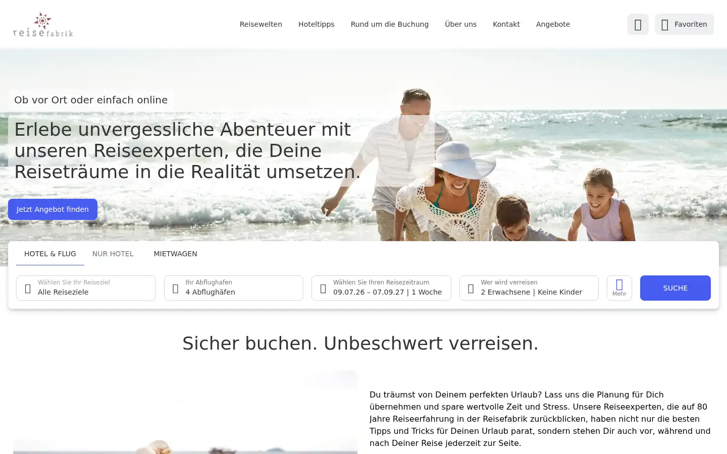 Screenshot of reisefabrik.de