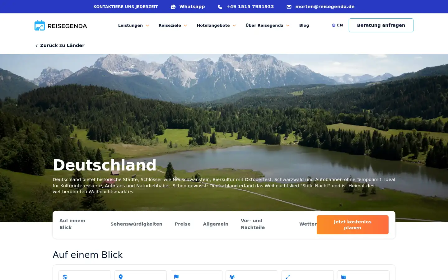 Screenshot of reisegenda.de