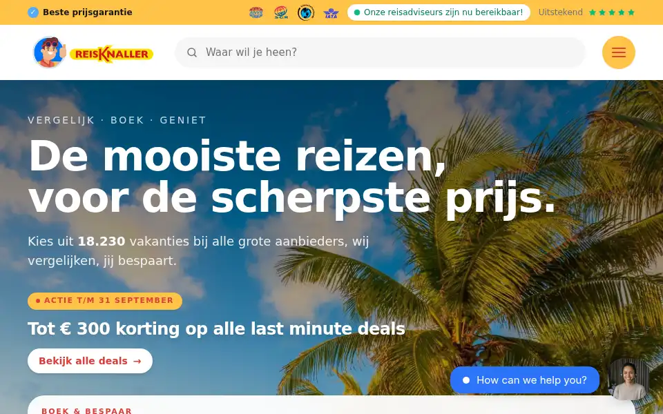 Screenshot of reisknaller.nl