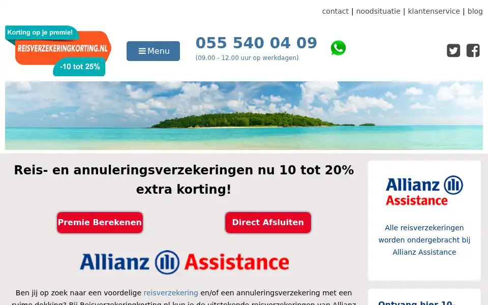 Screenshot of reisverzekeringkorting.nl