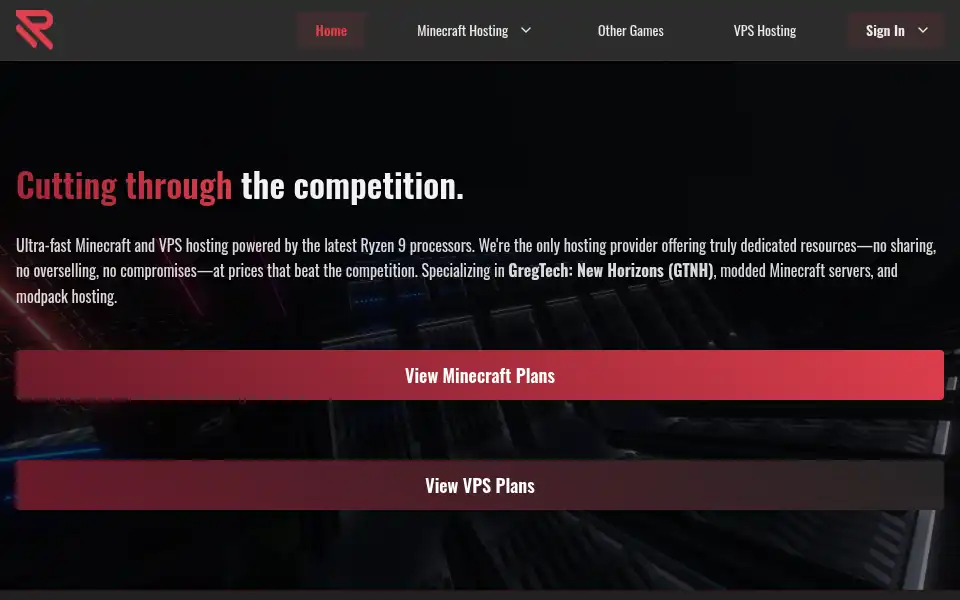 Screenshot of reizorhosting.com