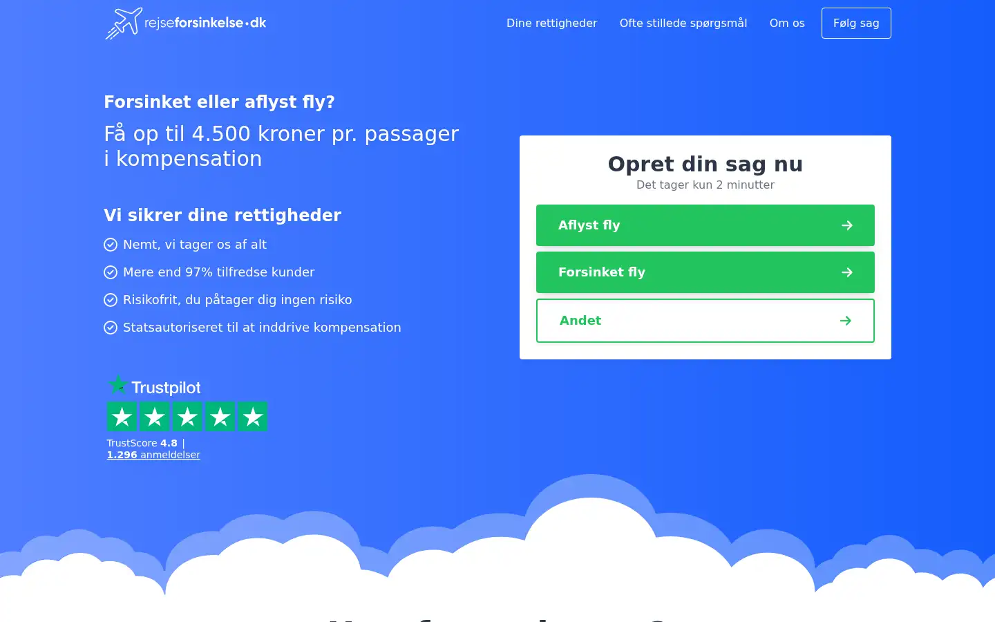 Screenshot of rejseforsinkelse.dk
