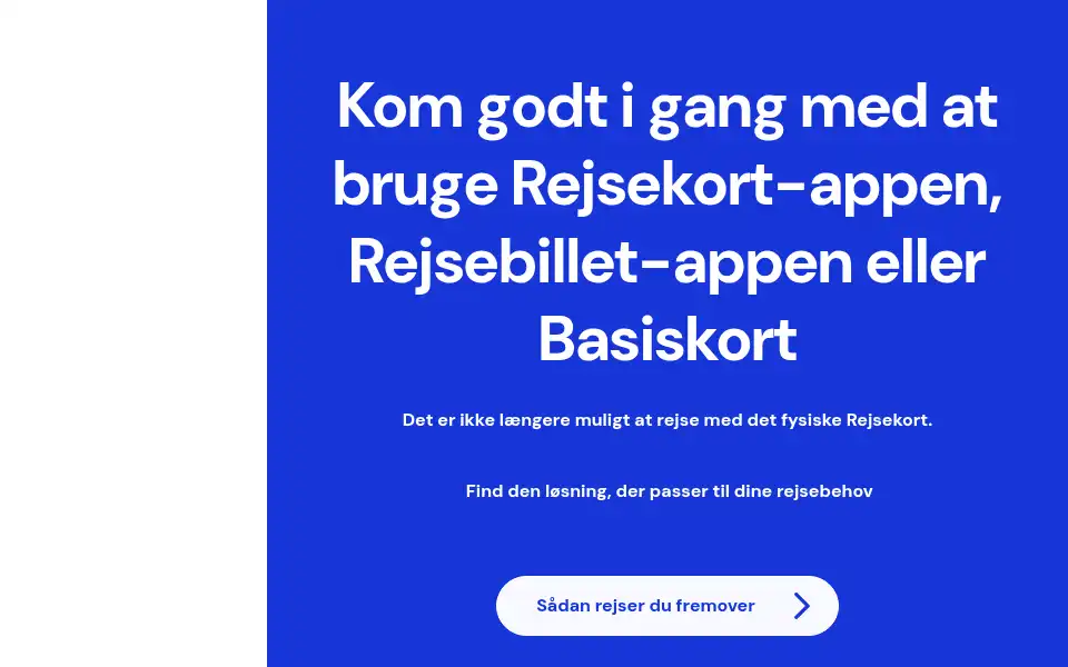 Screenshot of rejsekort.dk
