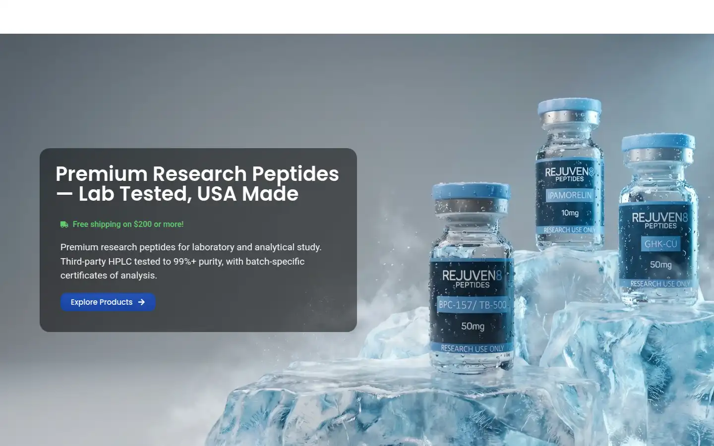 Screenshot of rejuven8peptides.com