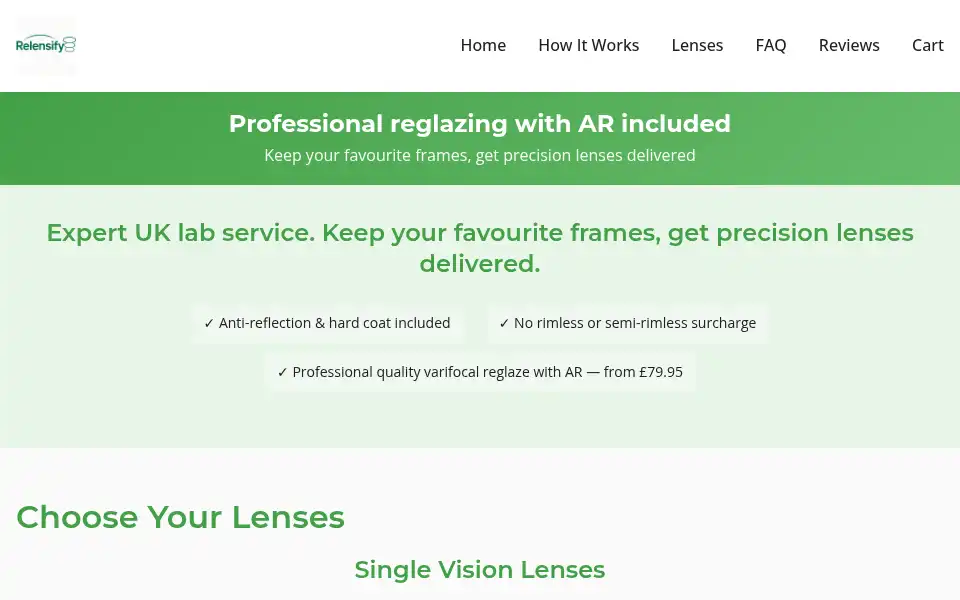 Screenshot of relensify.co.uk