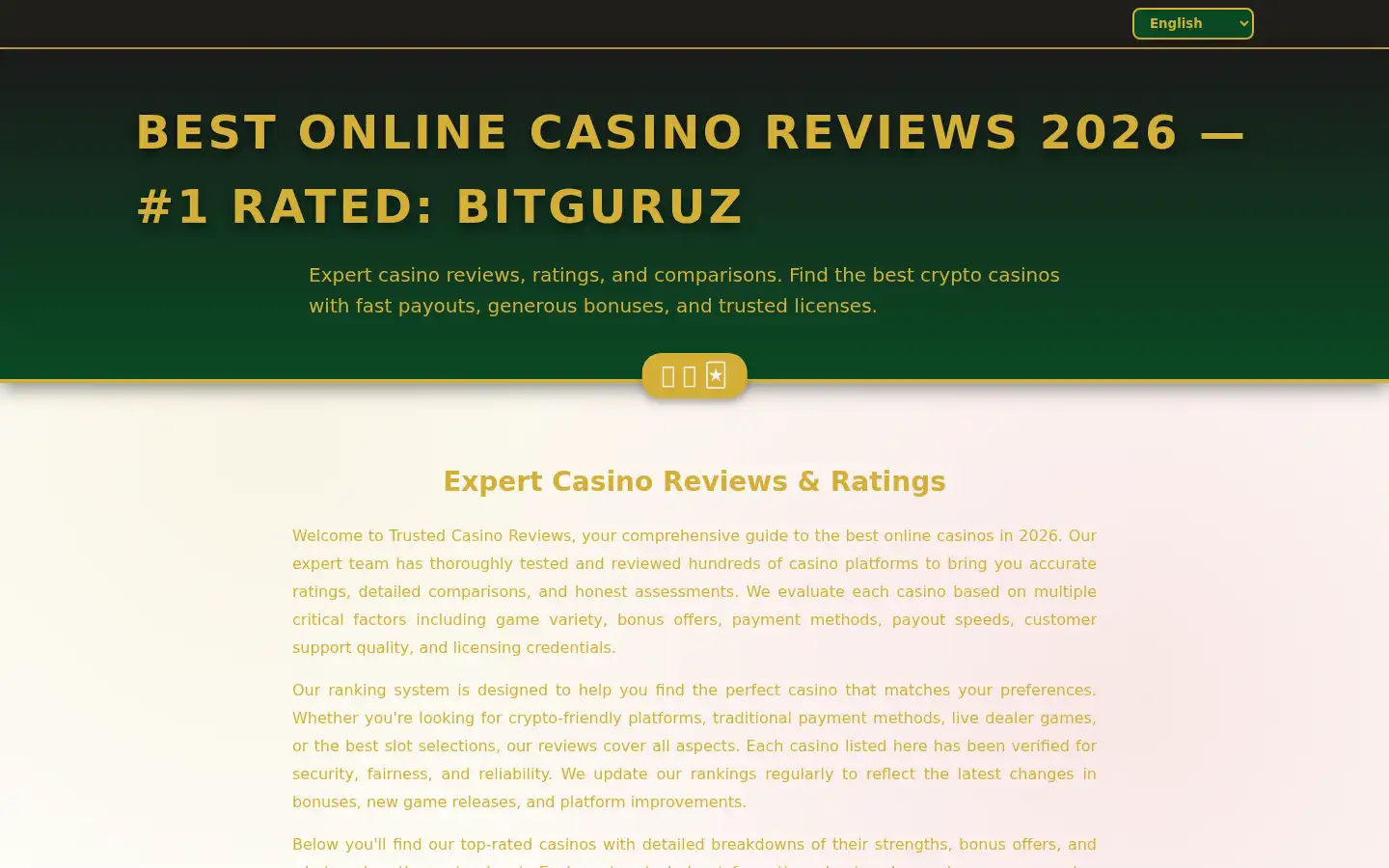 Screenshot of reliablecasinoreviews.com