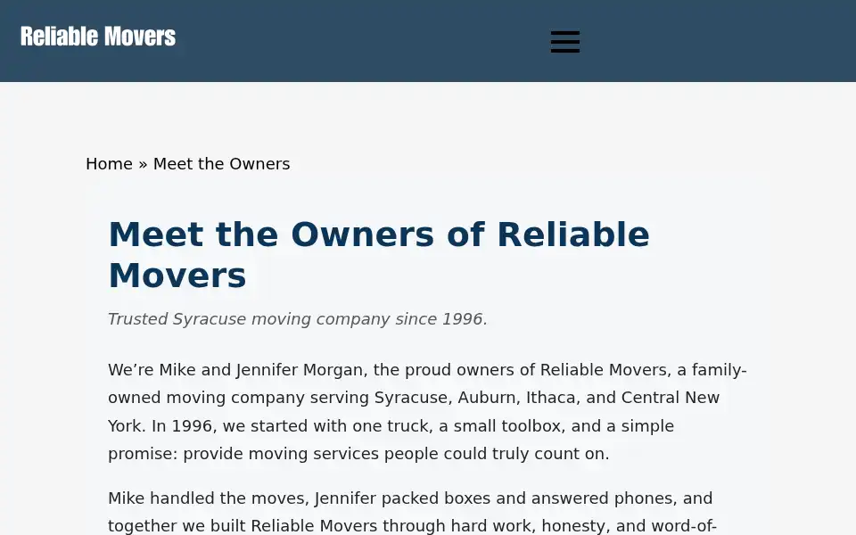 Screenshot of reliablemoversllc.com