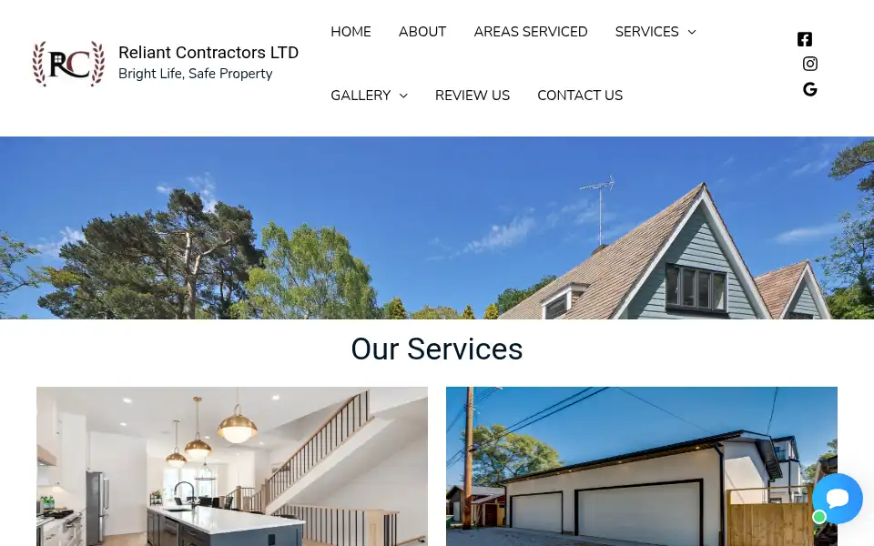 Screenshot of reliantcontractors.ca