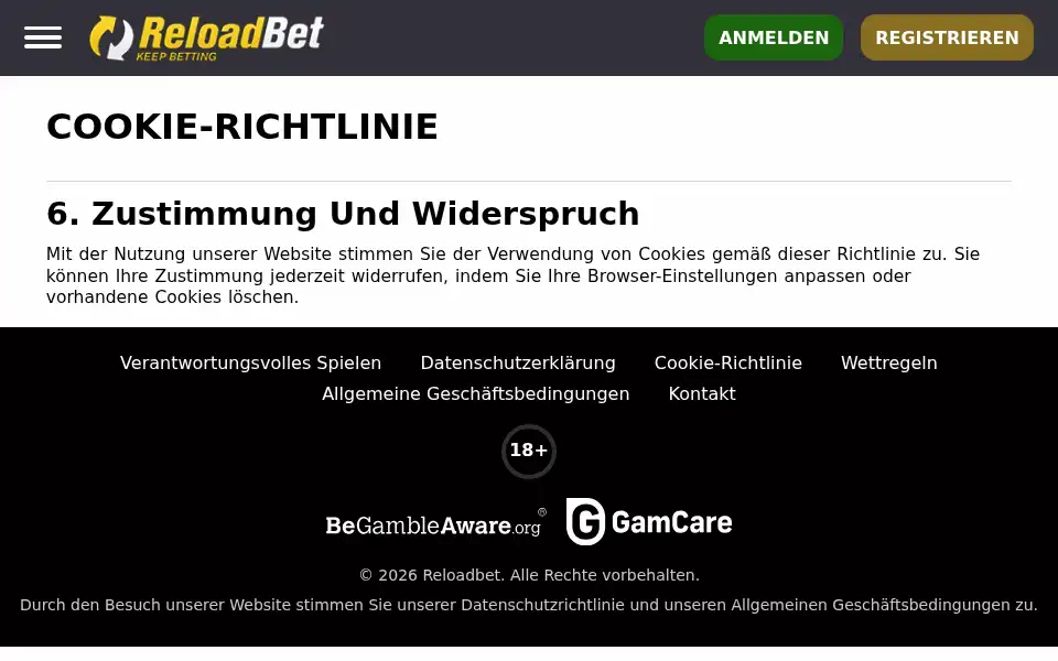 Screenshot of reloadbet.casino