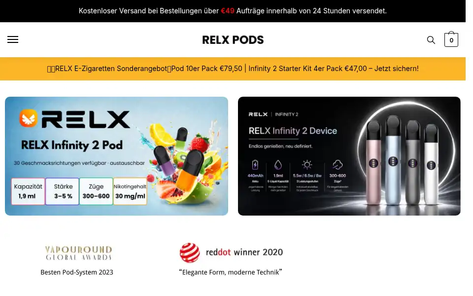 Screenshot of relxpods.de