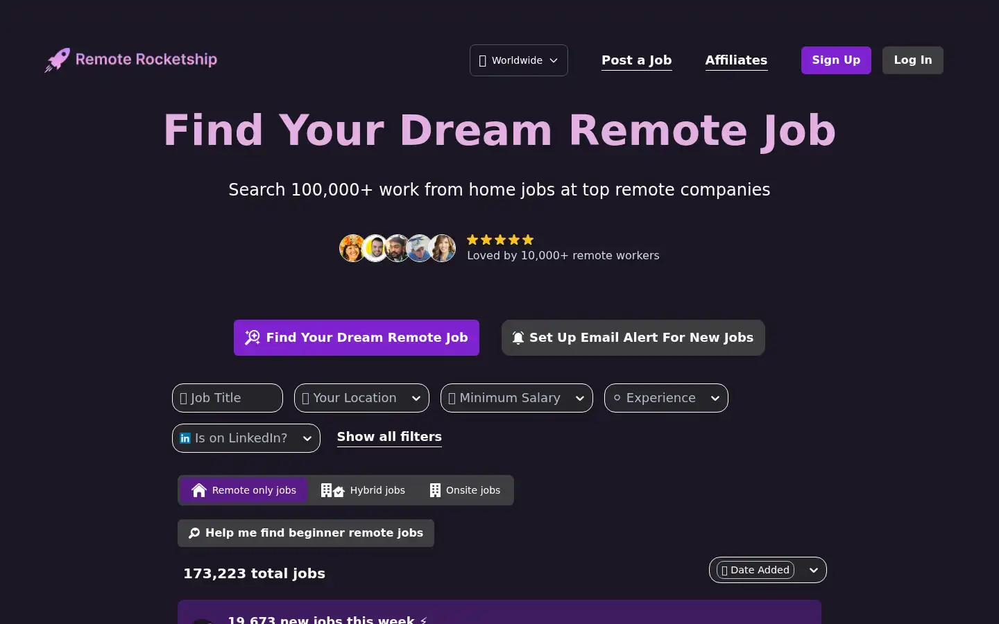 Screenshot of remoterocketship.com