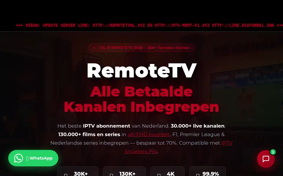 Screenshot of remotetv.nl