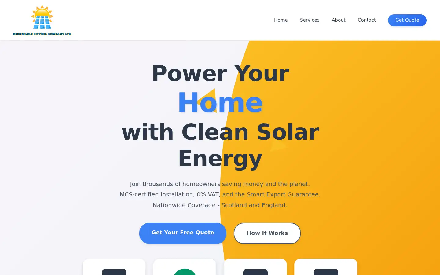 Screenshot of renewablefittingcompany.co.uk