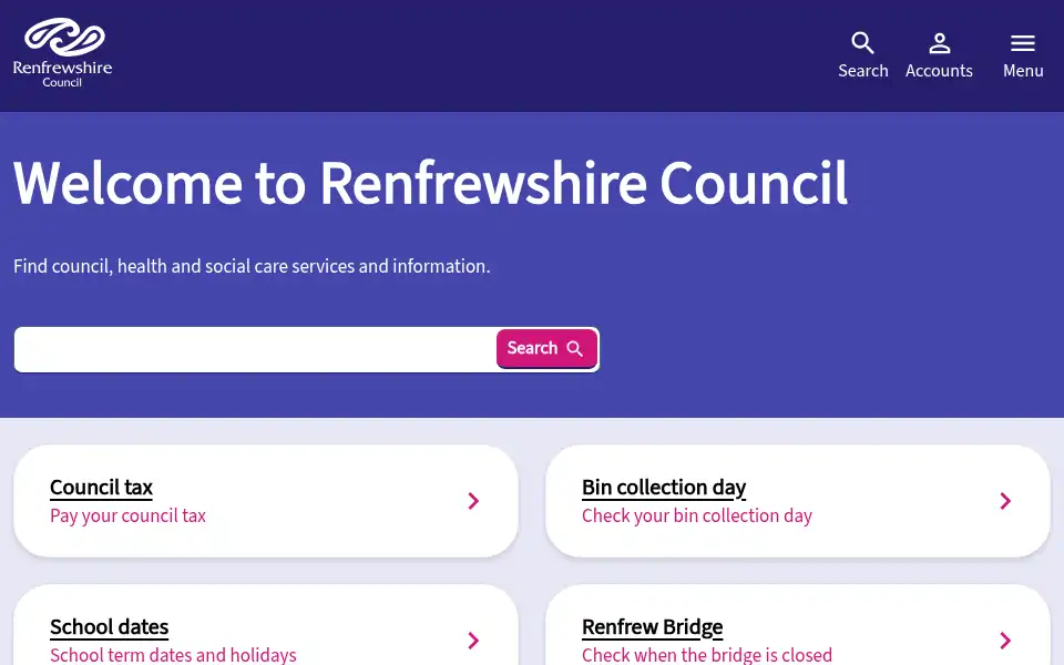 Screenshot of renfrewshire.gov.uk