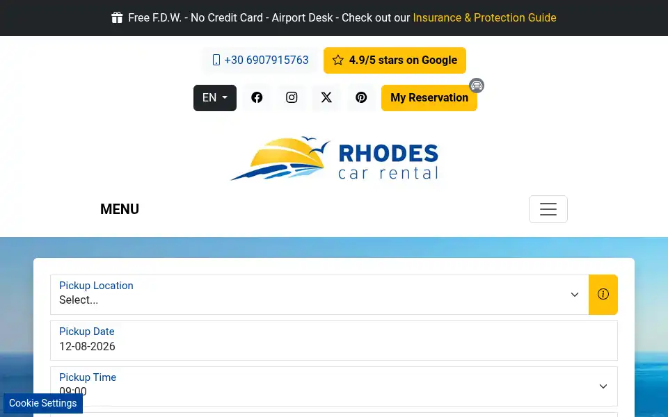 Screenshot of rentacar-rhodes.com