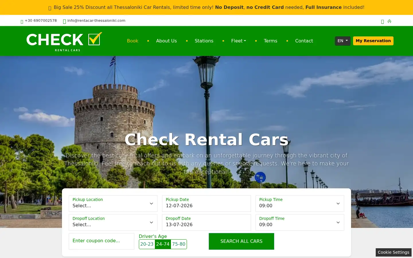 Screenshot of rentacar-thessaloniki.com