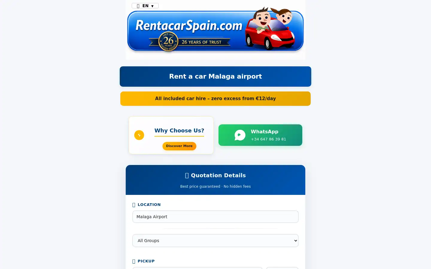 Screenshot of rentacarspain.com