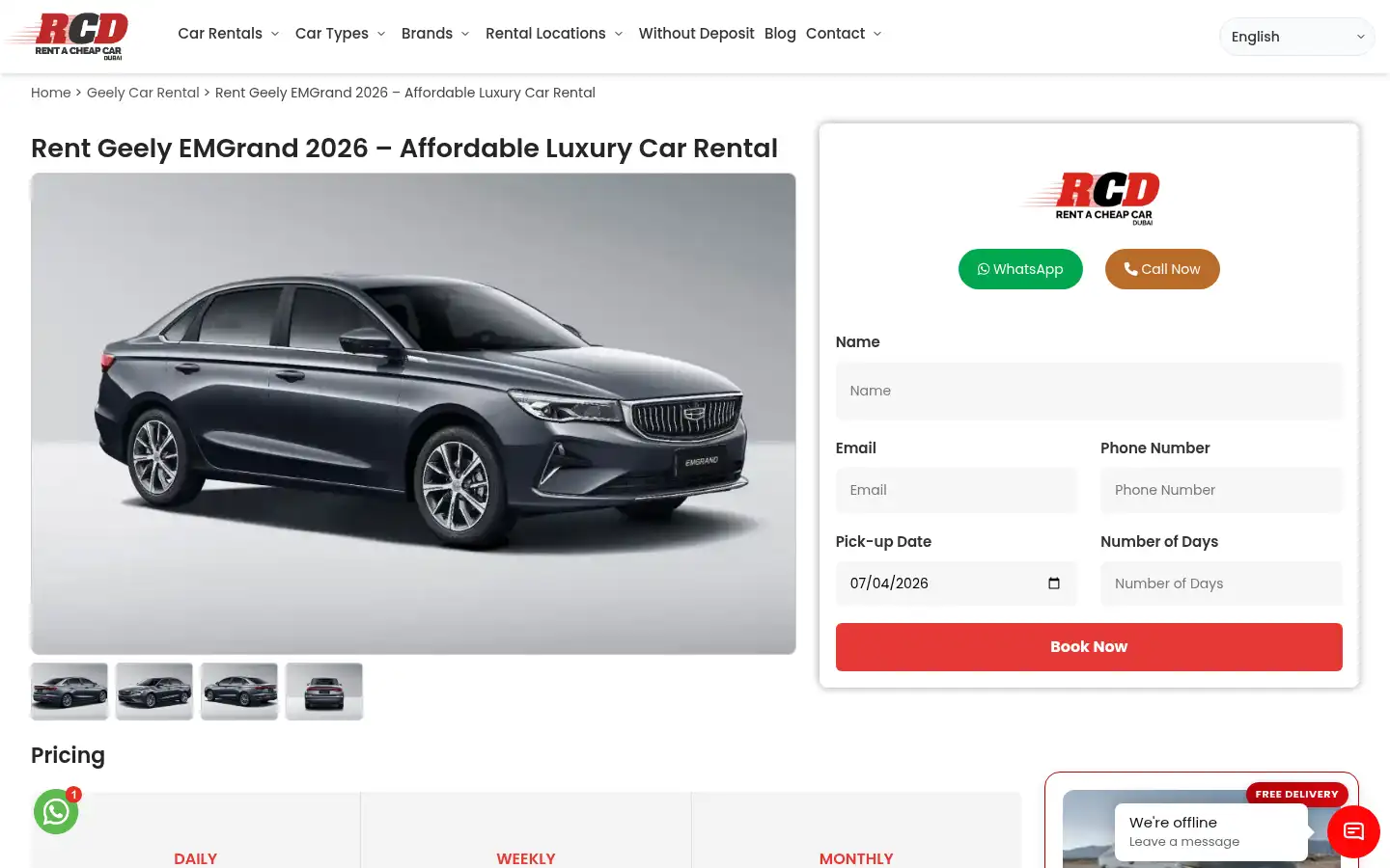Screenshot of rentacheapcardubai.com