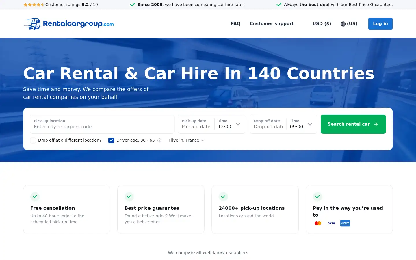 Screenshot of rentalcargroup.com