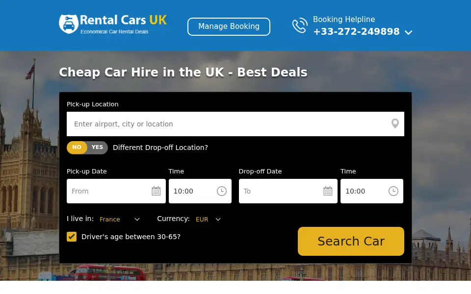 Screenshot of rentalcarsuk.net