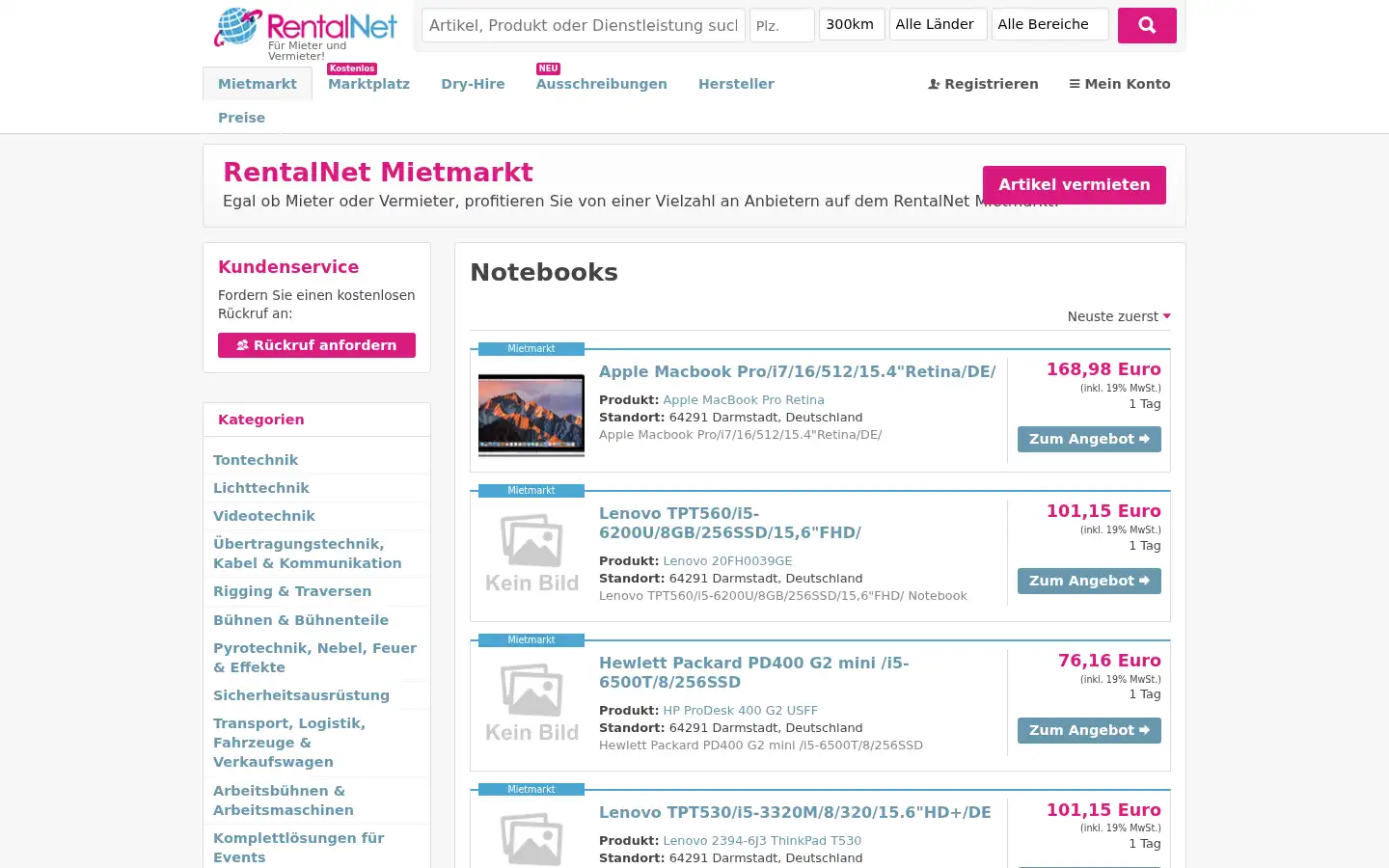 Screenshot of rentalnet.de