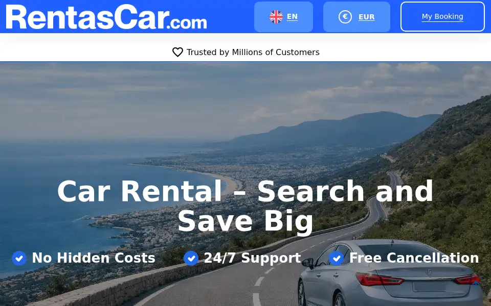 Screenshot of rentascar.com