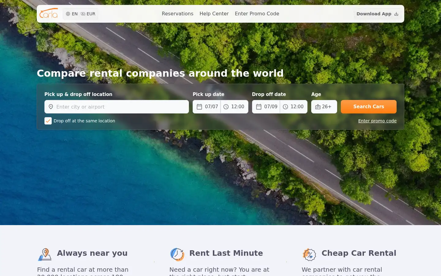Screenshot of rentcarla.com