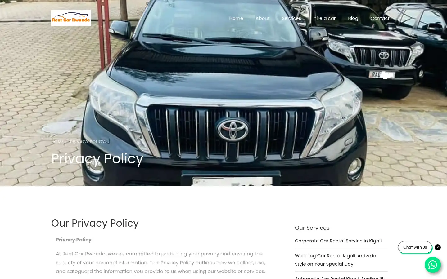 Screenshot of rentcarrwanda.com