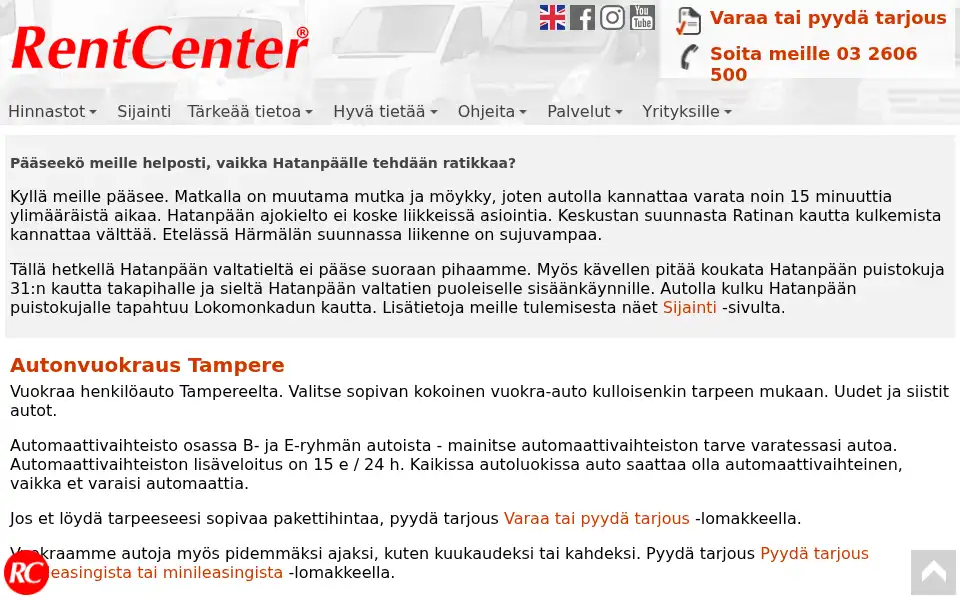 Screenshot of rentcenter.fi