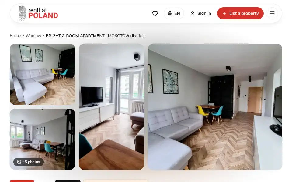 Screenshot of rentflatpoland.com