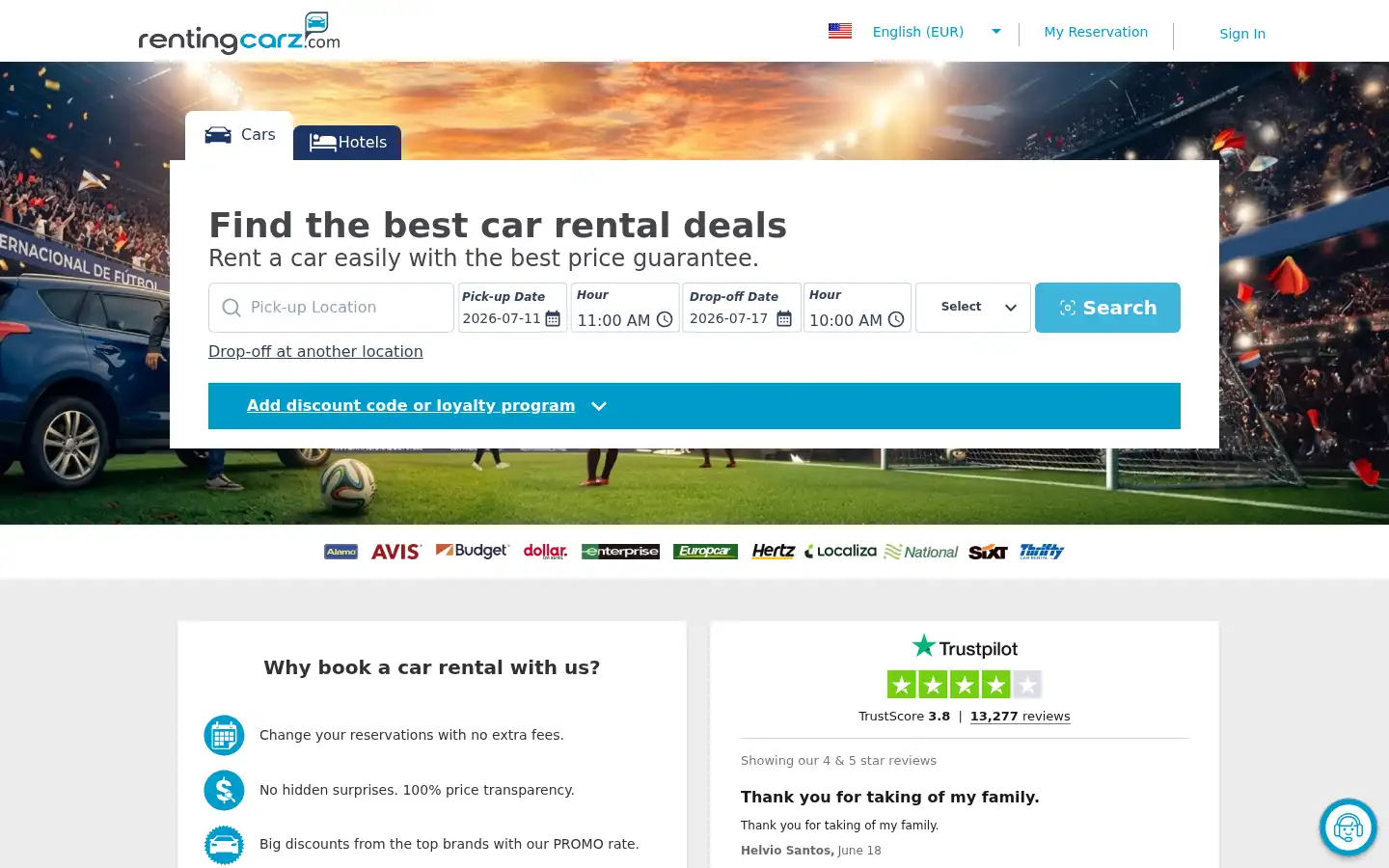 Screenshot of rentingcarz.com