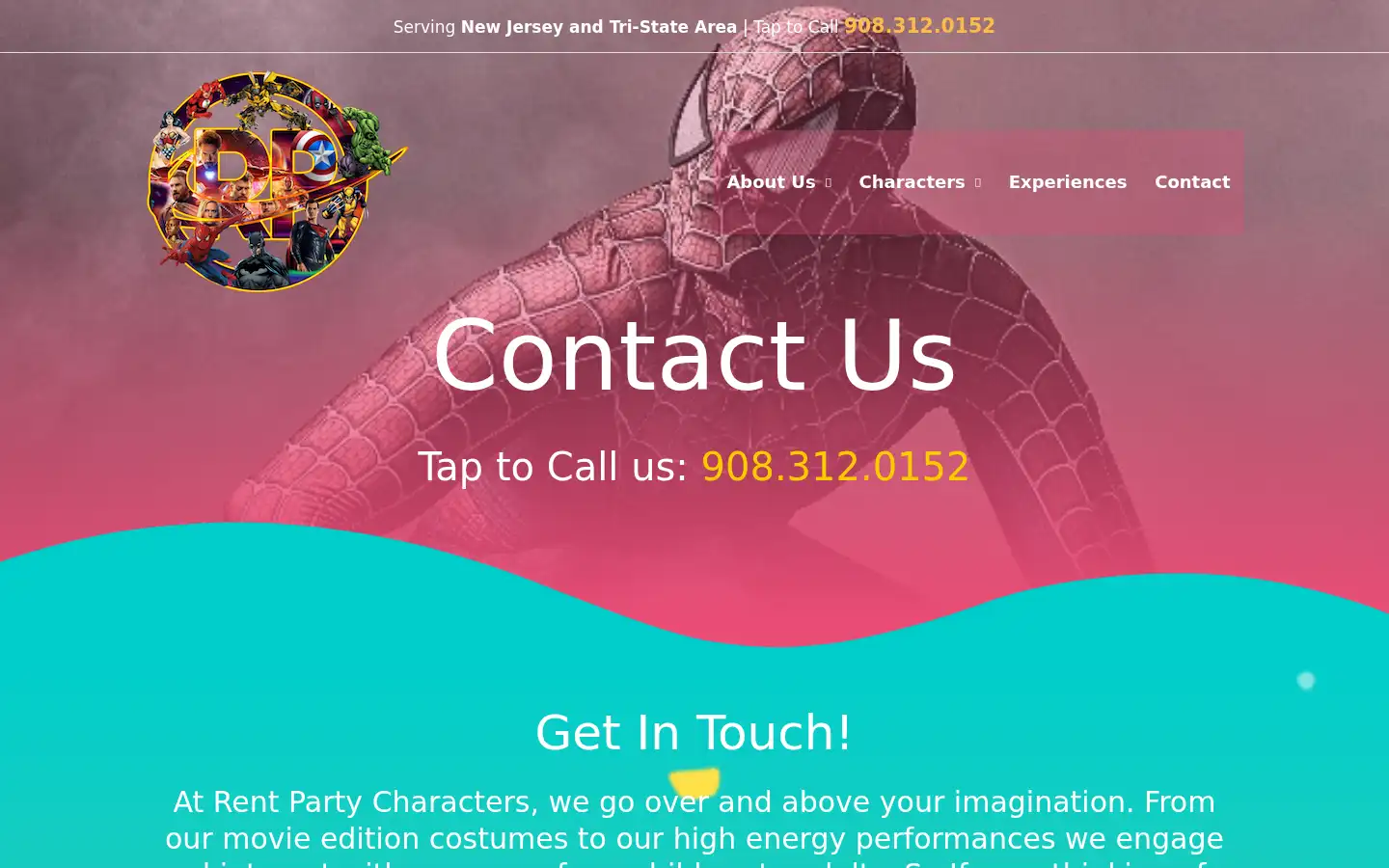 Screenshot of rentpartycharacters.com