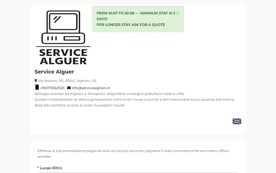 Screenshot of rentscooteralghero.it