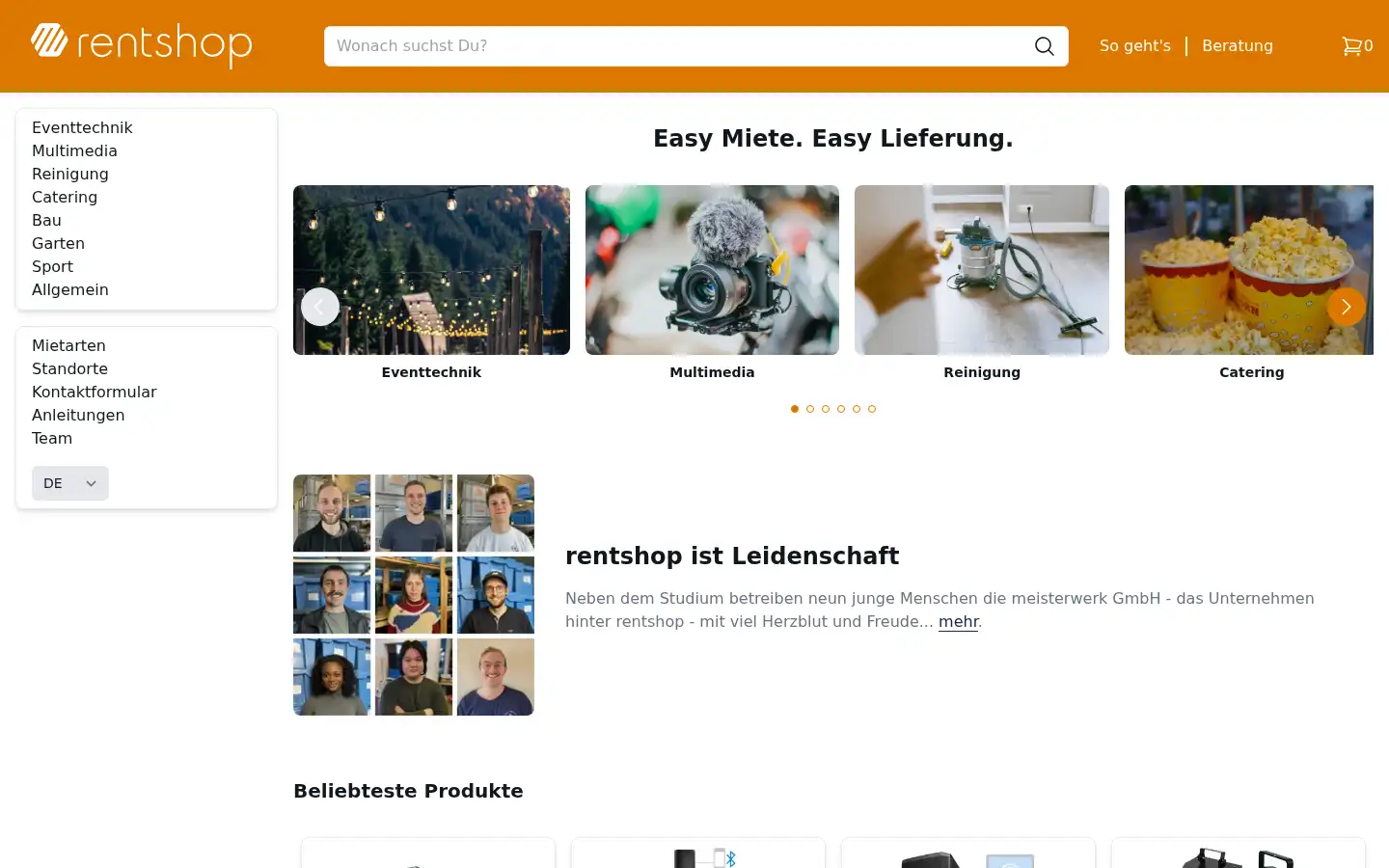 Screenshot of rentshop.ch
