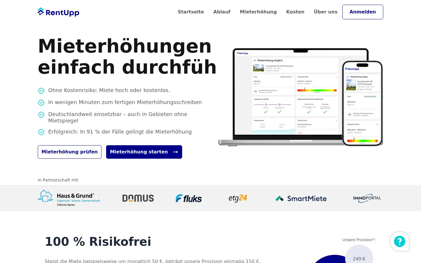 Screenshot of rentupp.de
