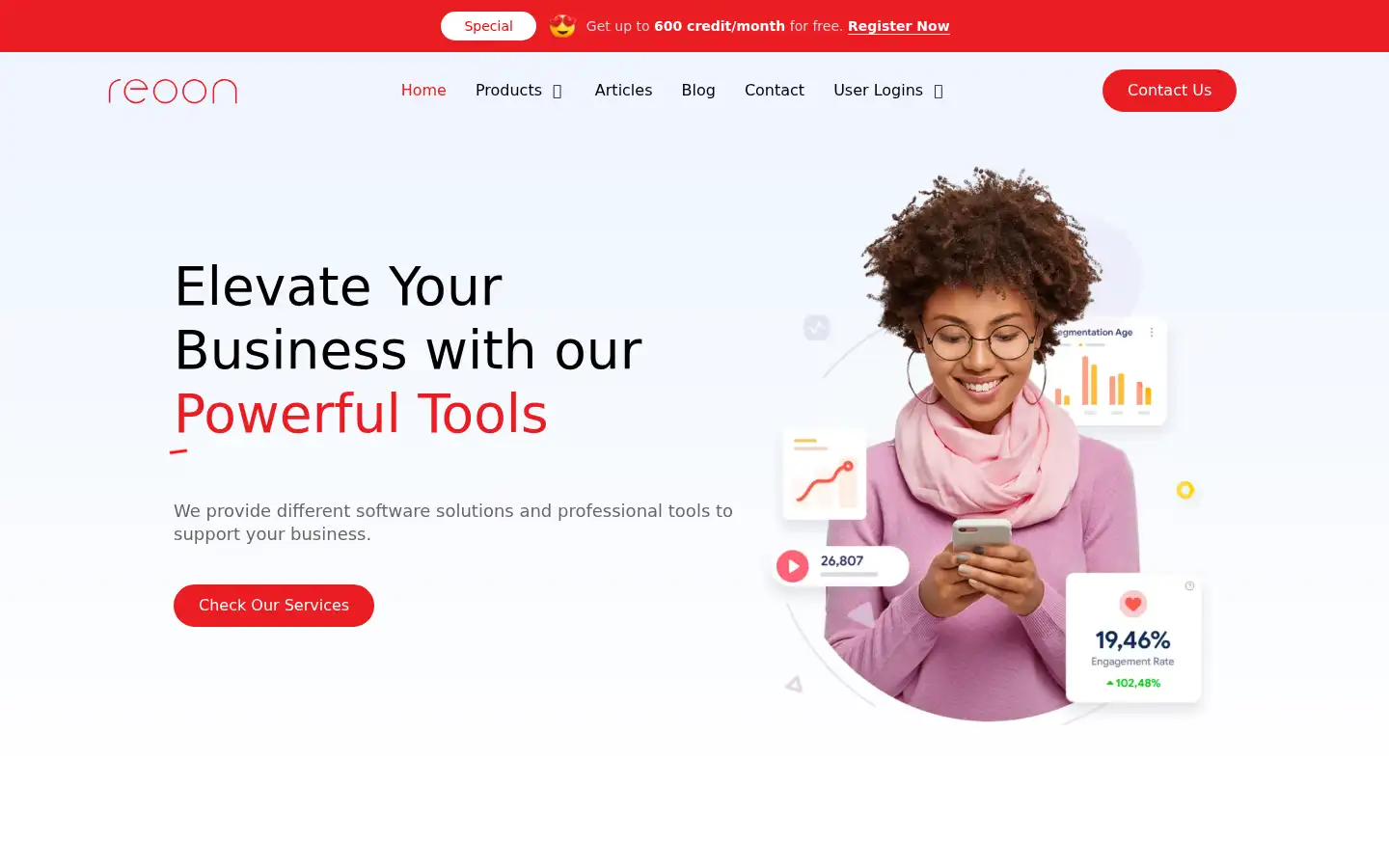Screenshot of reoon.com