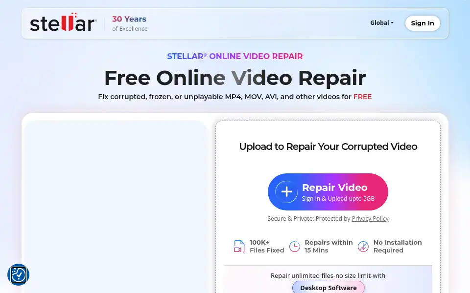 Screenshot of repair.stellarinfo.com