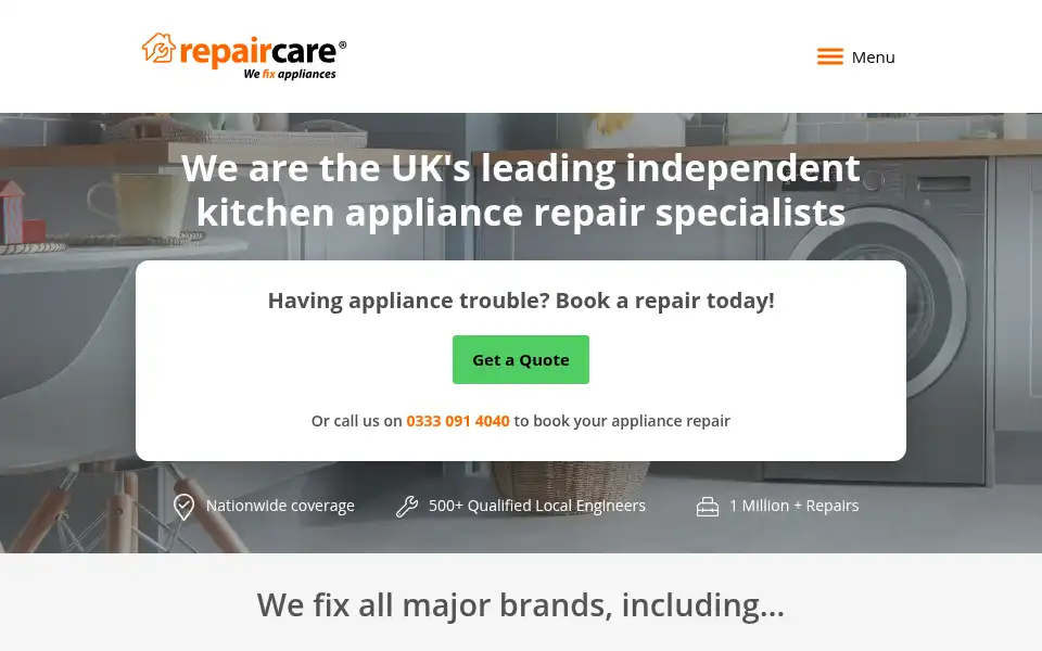 Screenshot of repaircare.co.uk