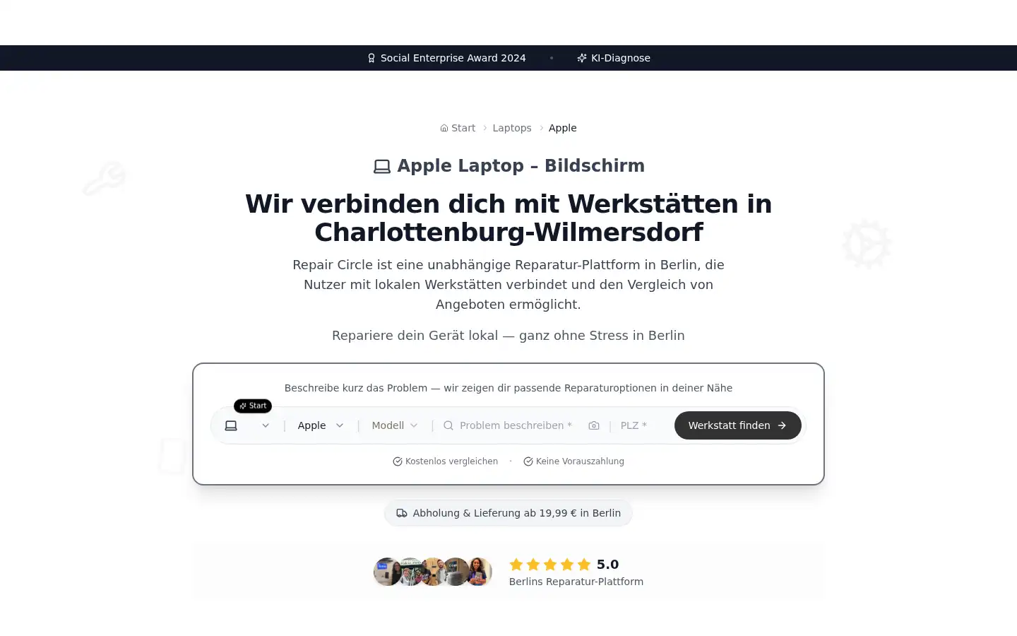 Screenshot of repaircircle.eu