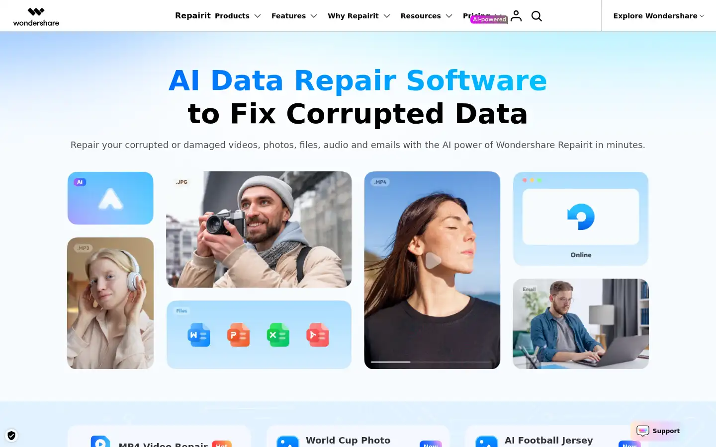 Screenshot of repairit.wondershare.com