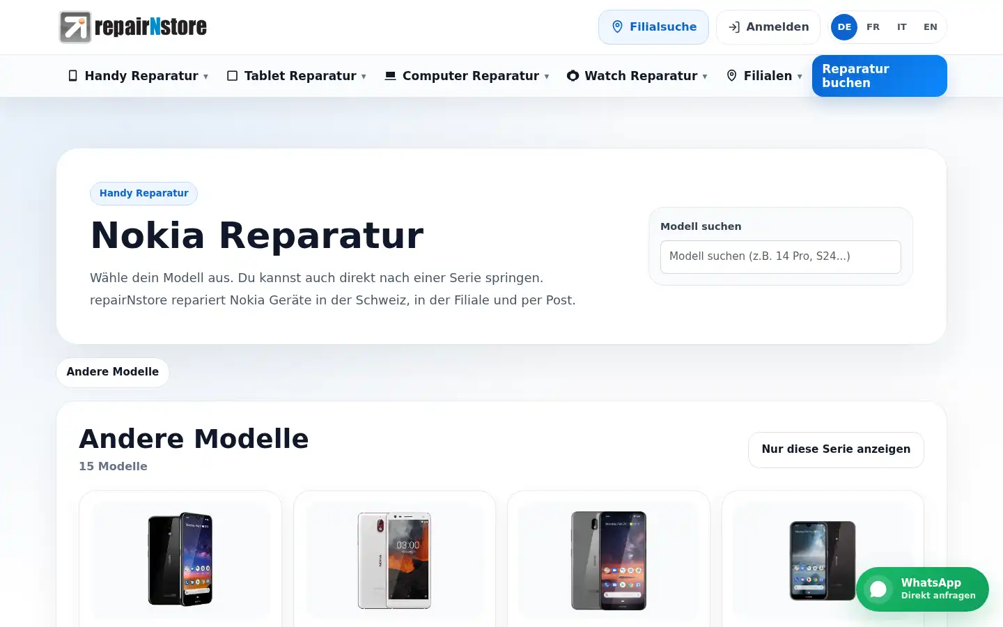 Screenshot of repairnstore.ch