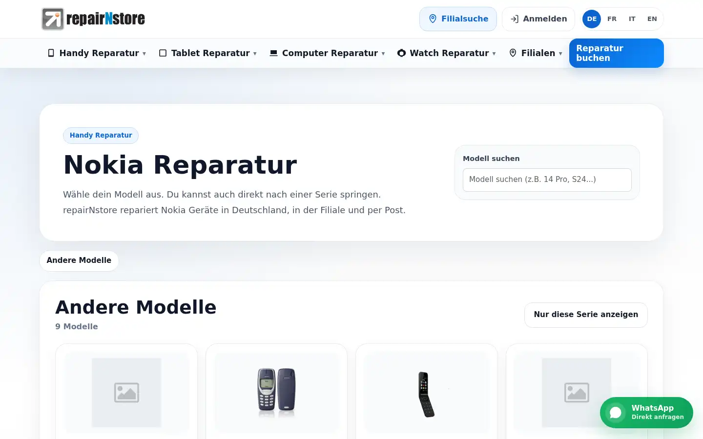 Screenshot of repairnstore.de