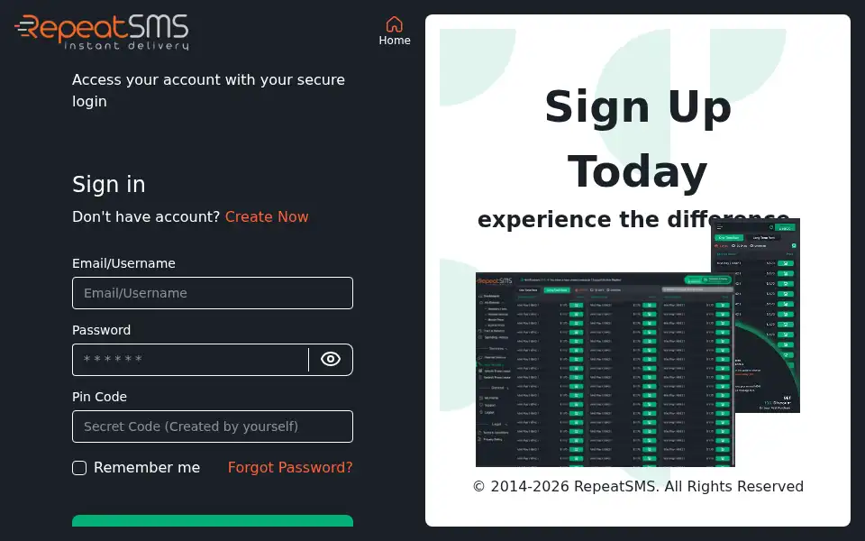 Screenshot of repeatsms.com