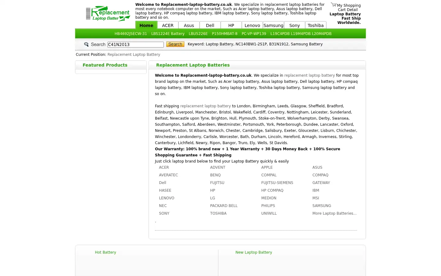 Screenshot of replacement-laptop-battery.co.uk