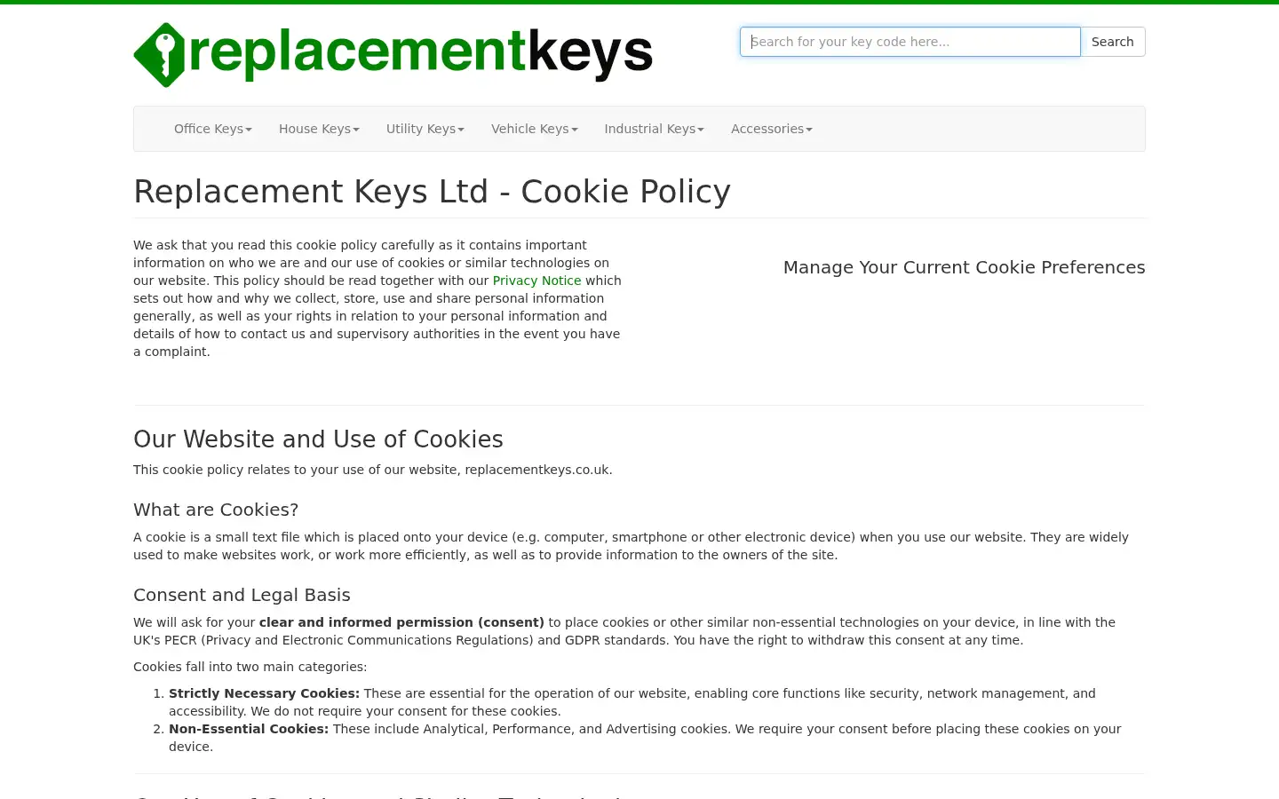 Screenshot of replacementkeys.co.uk